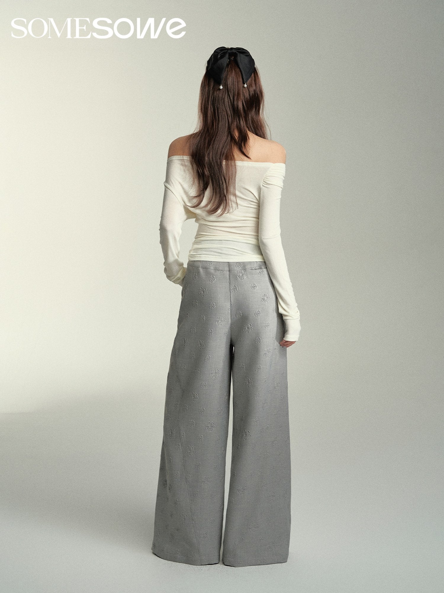 SOMESOWE Grey Loose Suit Pants