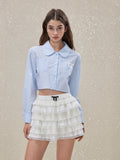 ROCHA ROMA Gingham Butterfly Bow Shirt Or Puffy Skirt