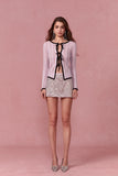 ROCHA ROMA Contrast Color Butterfly Bow Knit Cardigan