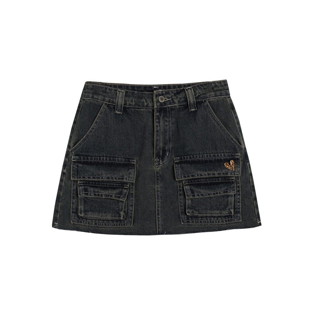 Wild Shadow Denim Mini Skirt