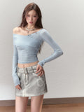 VIA PITTI Cross Off-Shoulder Top(4color)