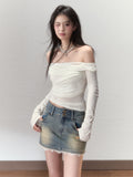 VIA PITTI Hollow Off-Shoulder Top(2color)