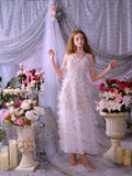 Wardrobes by chen Dazzling Dreamy Lace Handmade Feather Dress