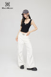 MacyMccoy White Pleated Workwear Jeans
