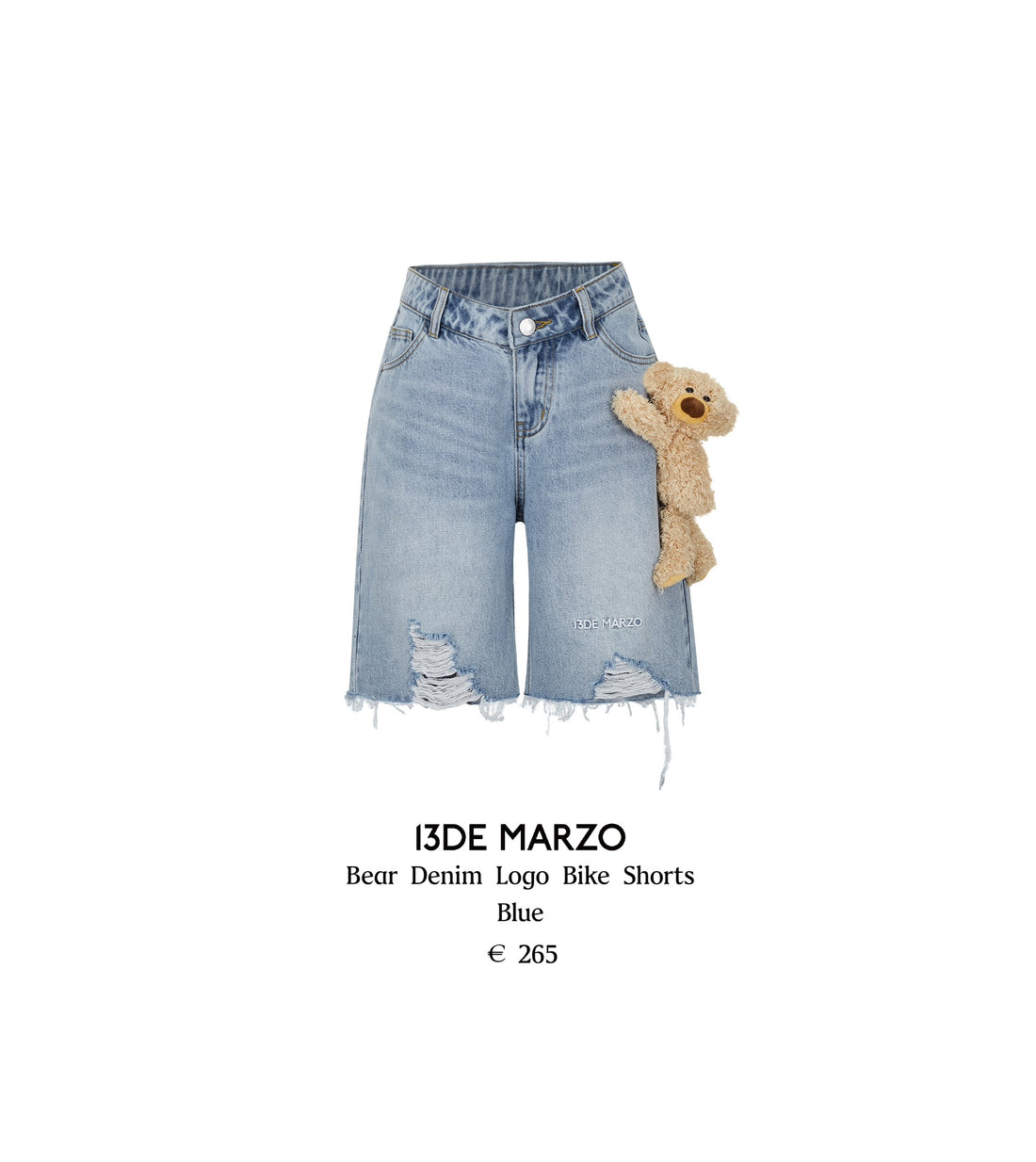 13DE MARZO Bear Denim Logo Bike Shorts