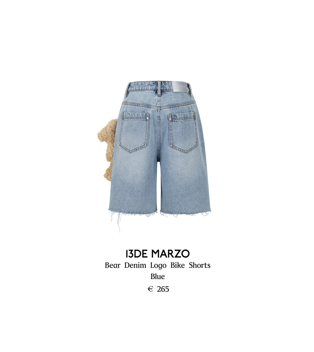 13DE MARZO Bear Denim Logo Bike Shorts