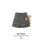 13DE MARZO Logo Patch Bear Denim Shorts