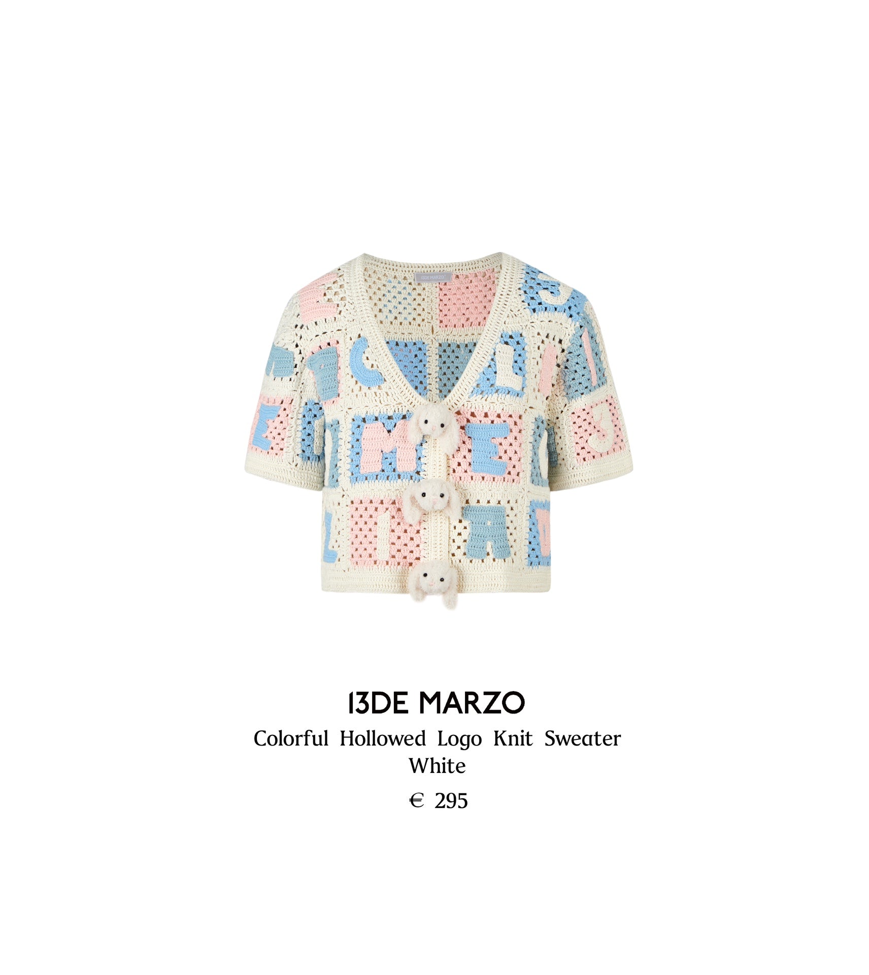 13DE MARZO Colorful Hollowed Logo Knit Sweater