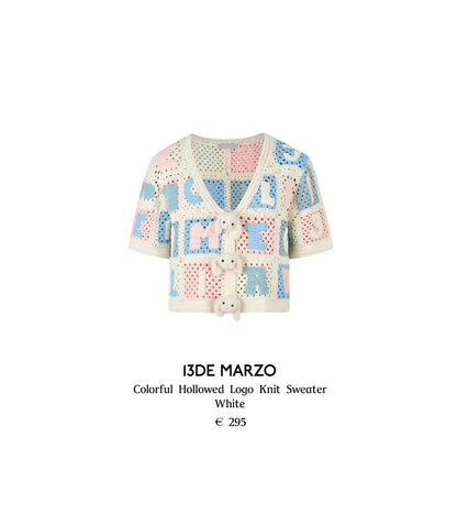 13DE MARZO Colorful Hollowed Logo Knit Sweater