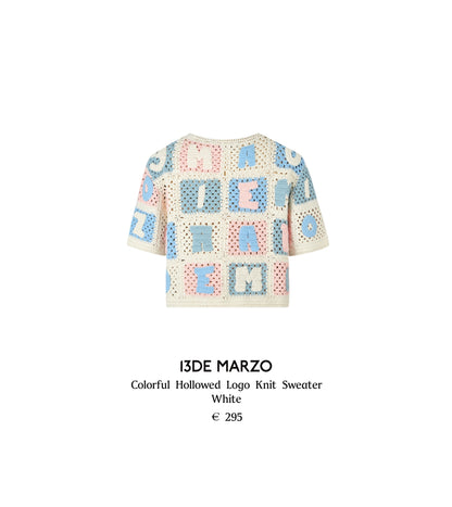 13DE MARZO Colorful Hollowed Logo Knit Sweater