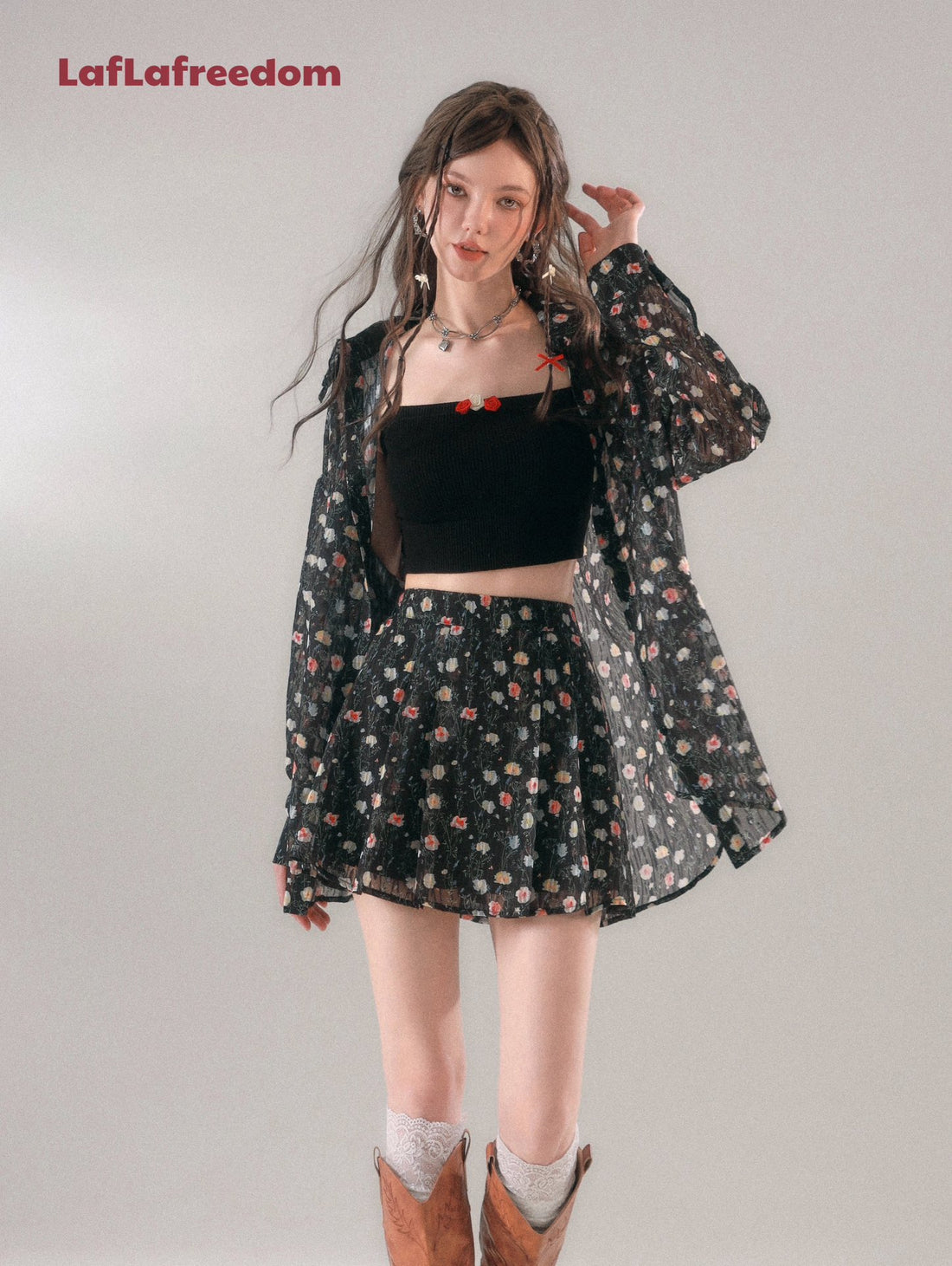 LA FREEDOM &quot;FLORA&quot; Black Mini Skirt