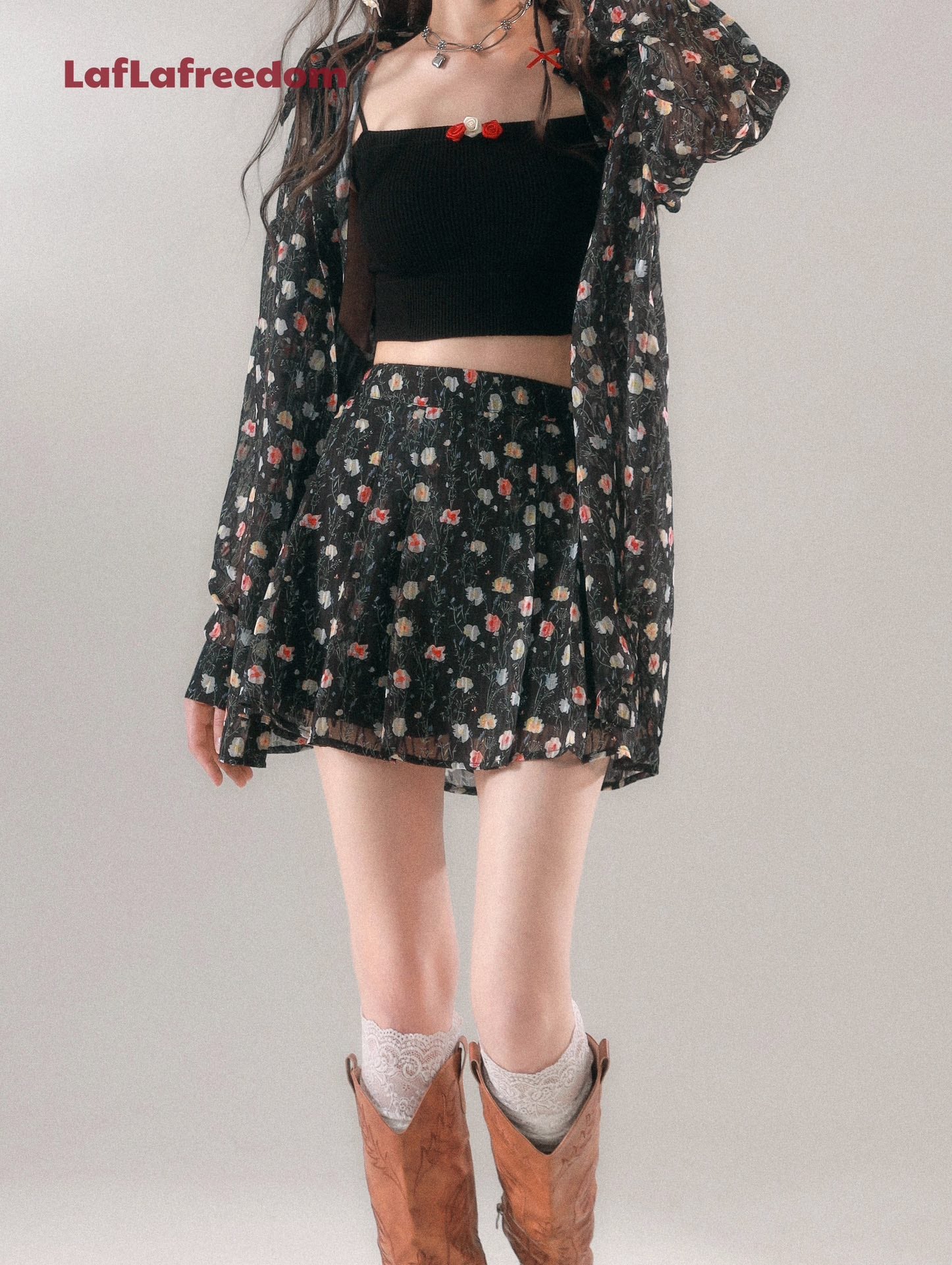 LA FREEDOM &quot;FLORA&quot; Black Mini Skirt