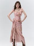VIA PITTI Pink Flower Midi Dress
