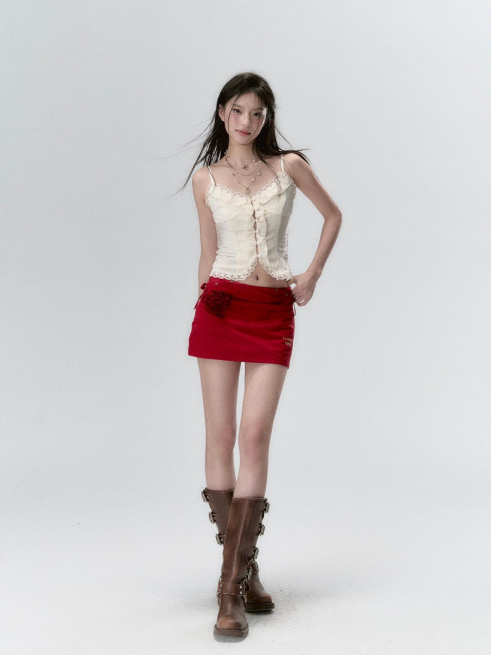 VIA PITTI Lace Slip Top(2color)