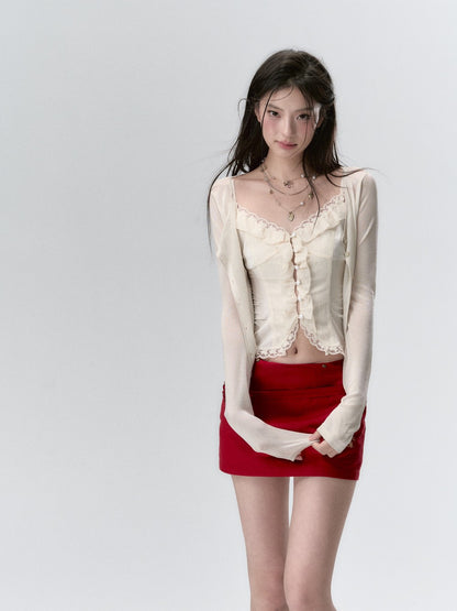 VIA PITTI Lace Slip Top(2color)