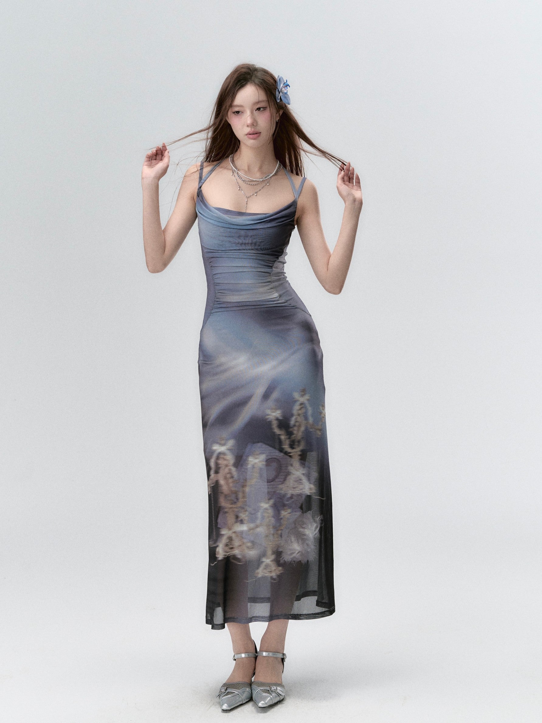 VIA PITTI Printed Midi Dress(2color)