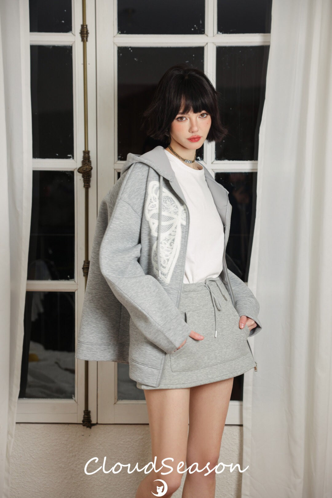 Cloud Season Lace Bow Hoodie