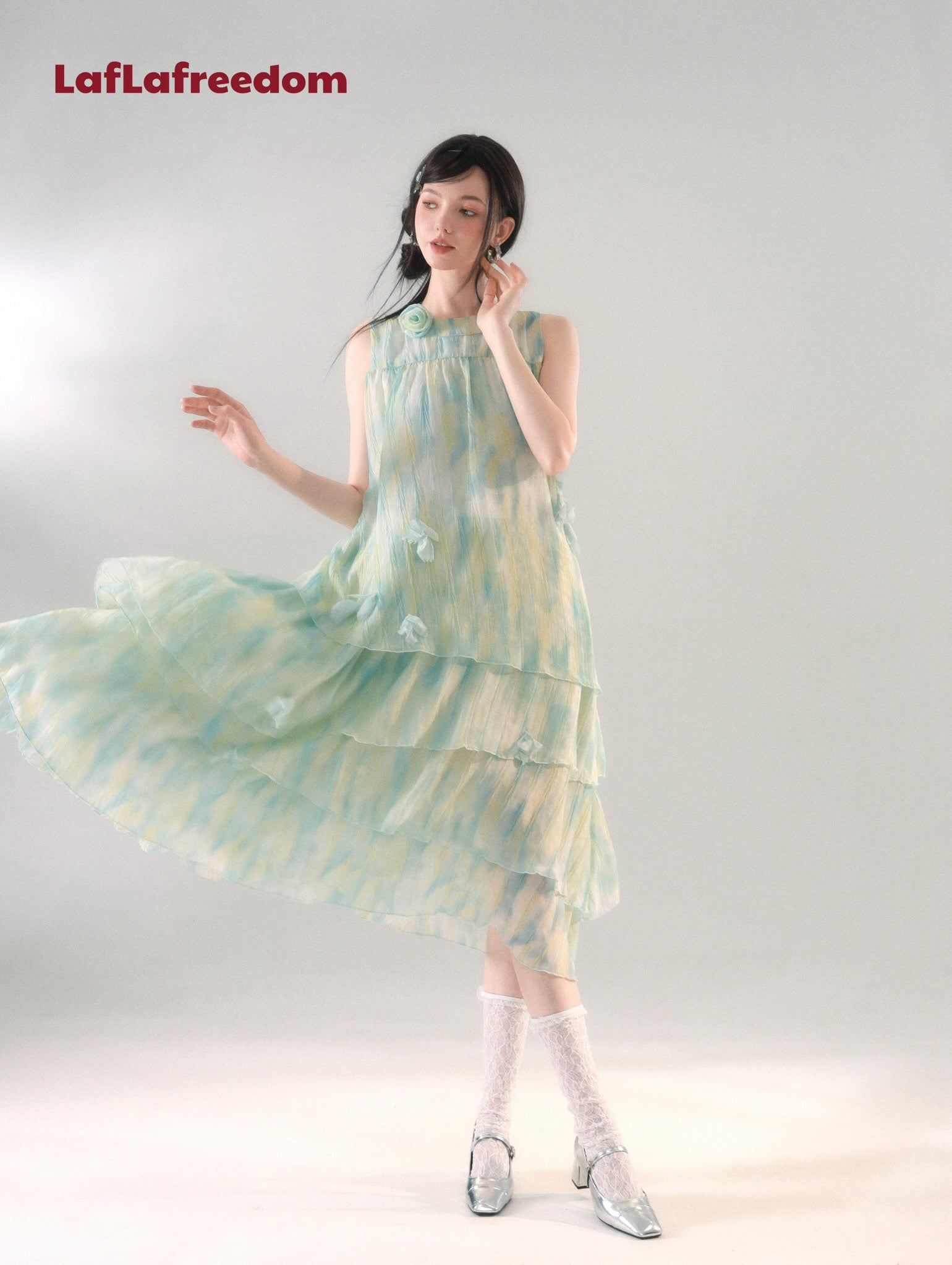 LA FREEDOM Mint Green Gradient Petal Dress