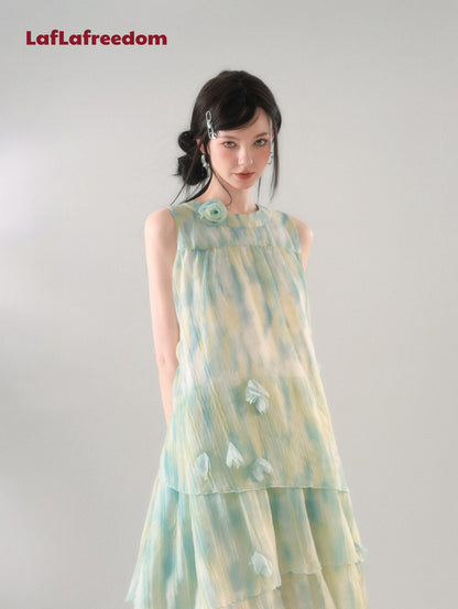 LA FREEDOM Mint Green Gradient Petal Dress