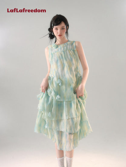 LA FREEDOM Mint Green Gradient Petal Dress