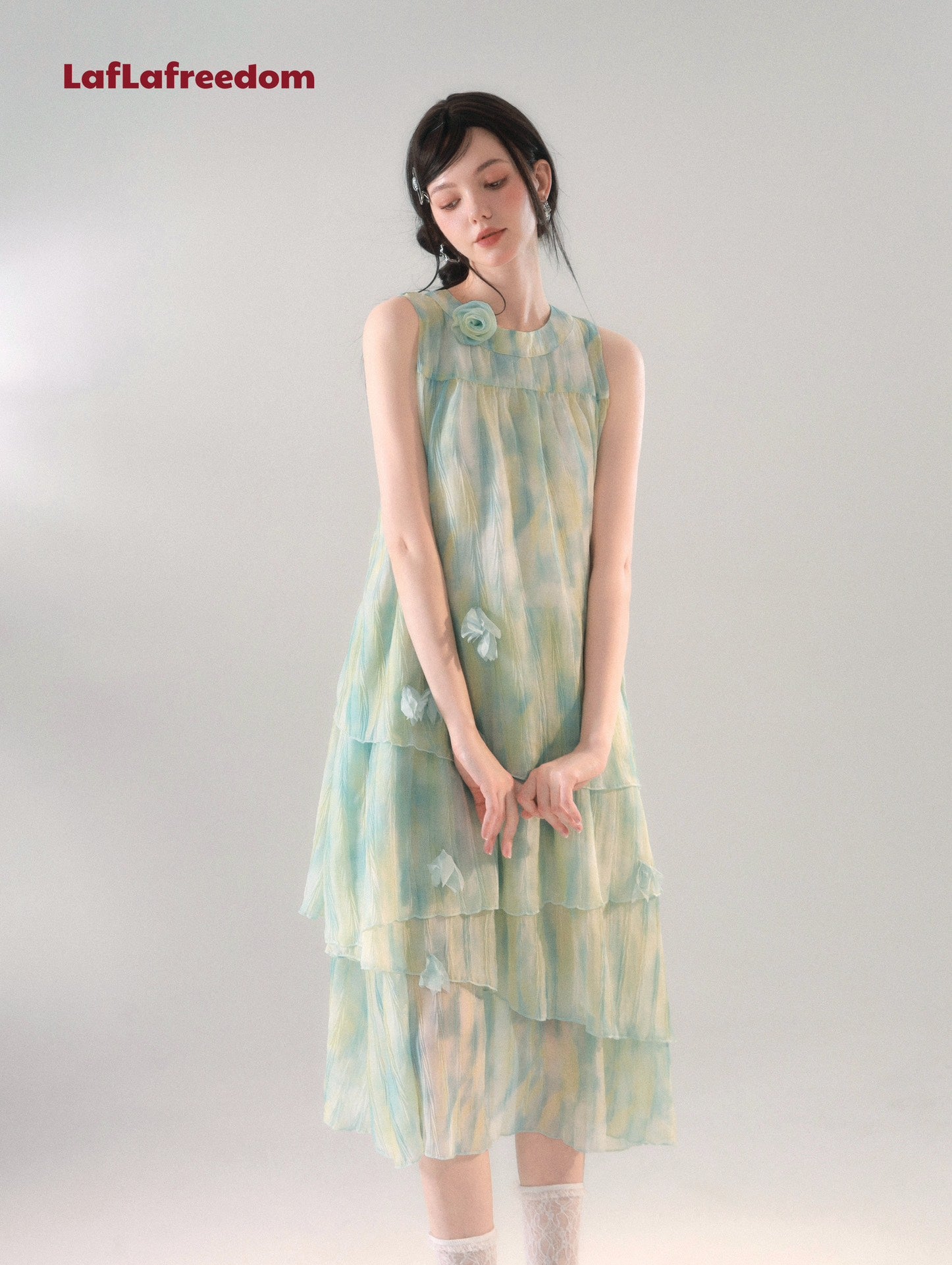 LA FREEDOM Mint Green Gradient Petal Dress