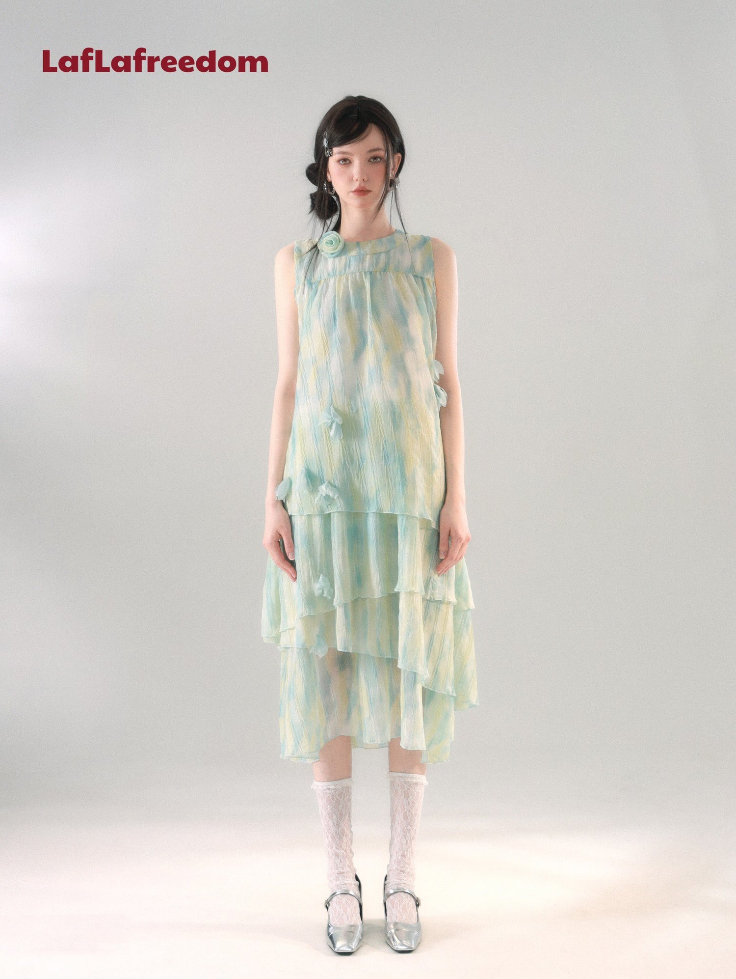 LA FREEDOM Mint Green Gradient Petal Dress