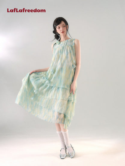 LA FREEDOM Mint Green Gradient Petal Dress