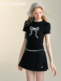 SOMWSOWE Black Bow Shirt