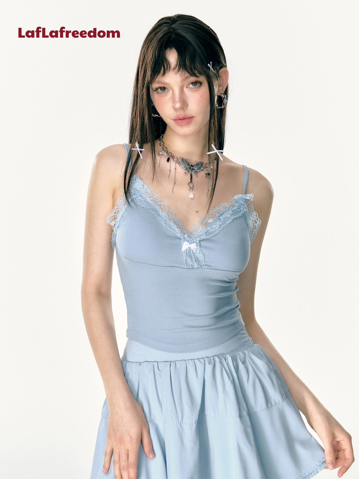 Lafreedom Lace Bow Slip Top(2color)
