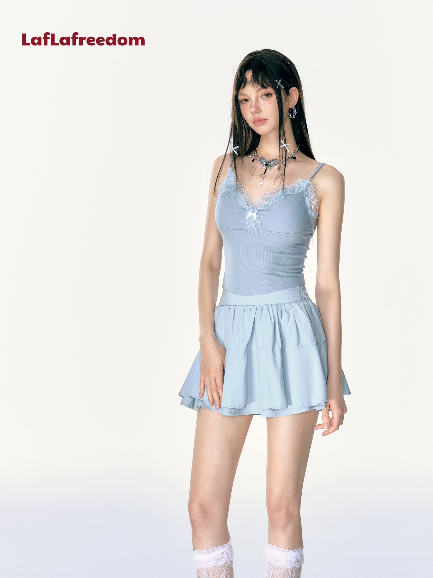 Lafreedom Lace Bow Slip Top(2color)