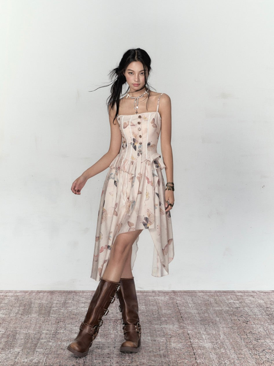 VIA PITTI Butterfly Print Mini Dress