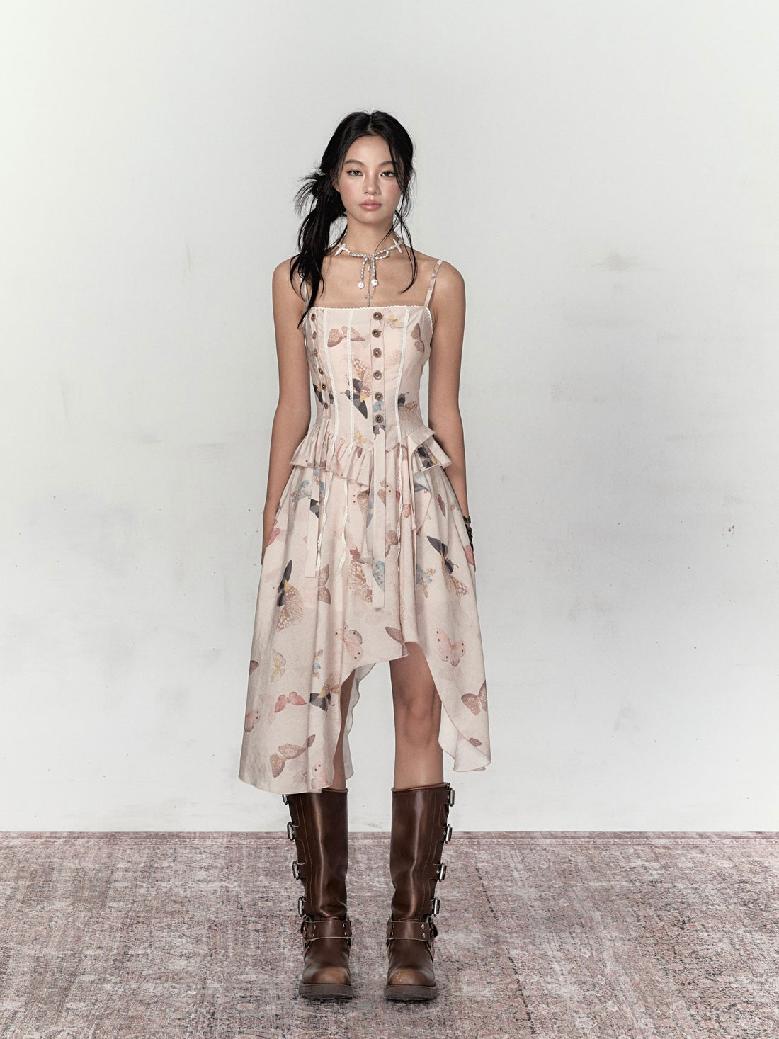 VIA PITTI Butterfly Print Mini Dress