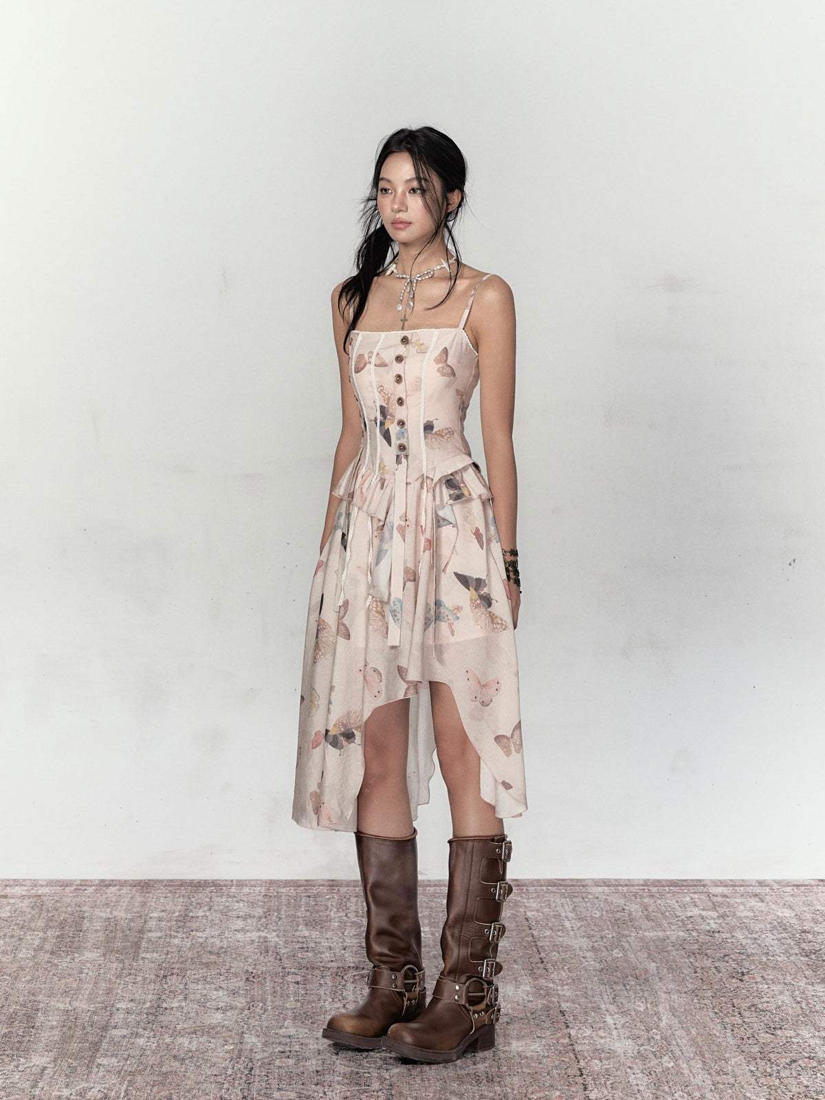 VIA PITTI Butterfly Print Mini Dress