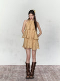 VIA PITTI Neo-Chinese Yellow Mini Dress