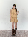 VIA PITTI Neo-Chinese Yellow Mini Dress