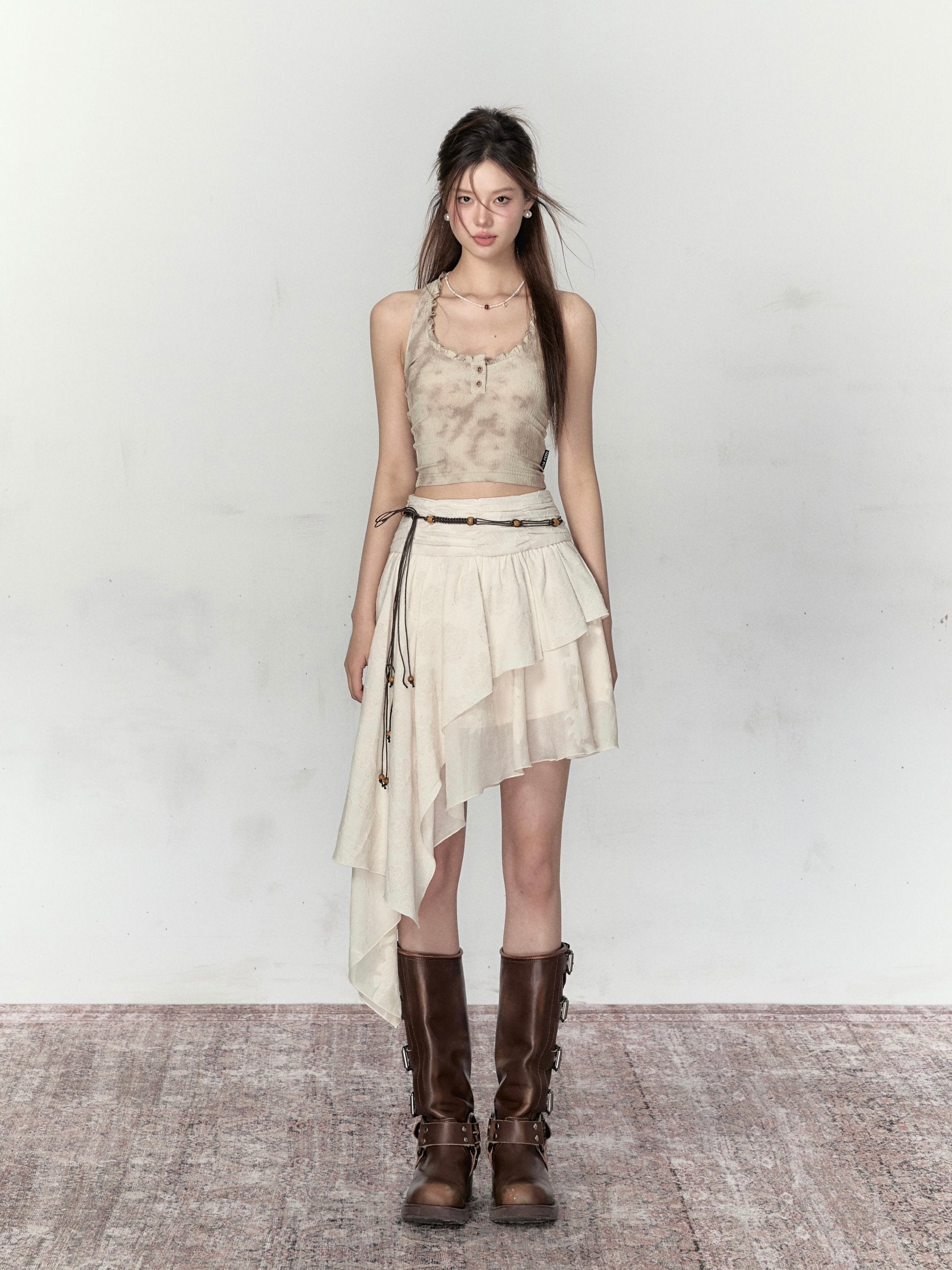 VIA PITTI Sale Cut Line Midi Skirt
