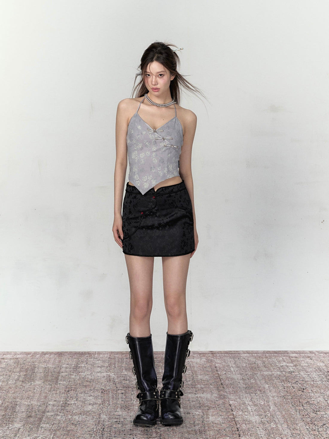 VIA PITTI Neo-Chinese Mini Skirt(2color)