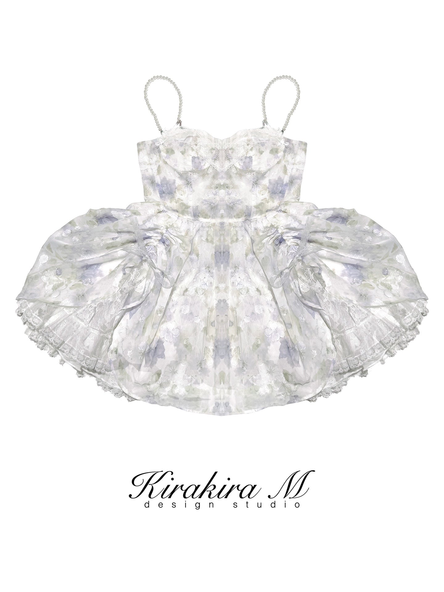 Kirakira.M Printed Lace Puff Princess Dress