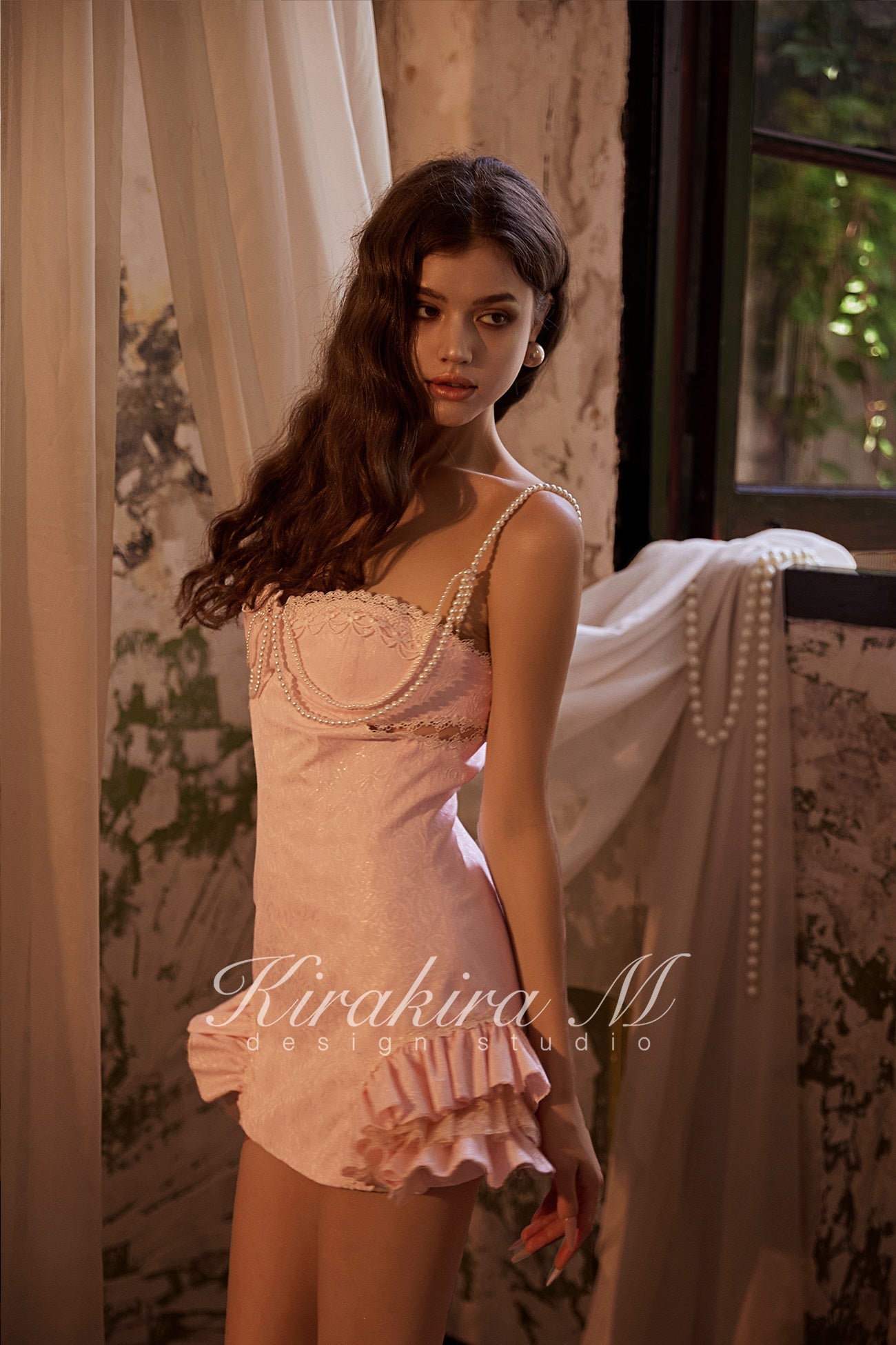 Kirakira.M Pink Slim-Fit Jacquard Dress