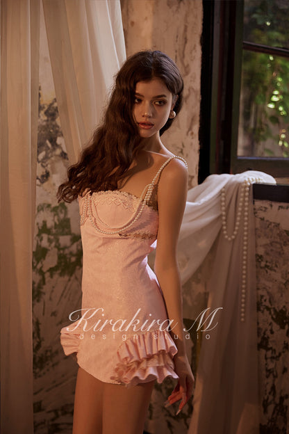 Kirakira.M Pink Slim-Fit Jacquard Dress