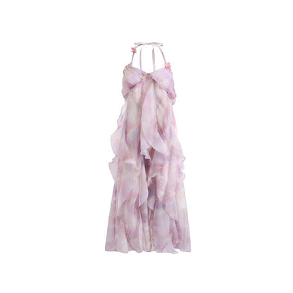 Jean Soo ROSE VIOLET CHIFFON MIDI DRESS