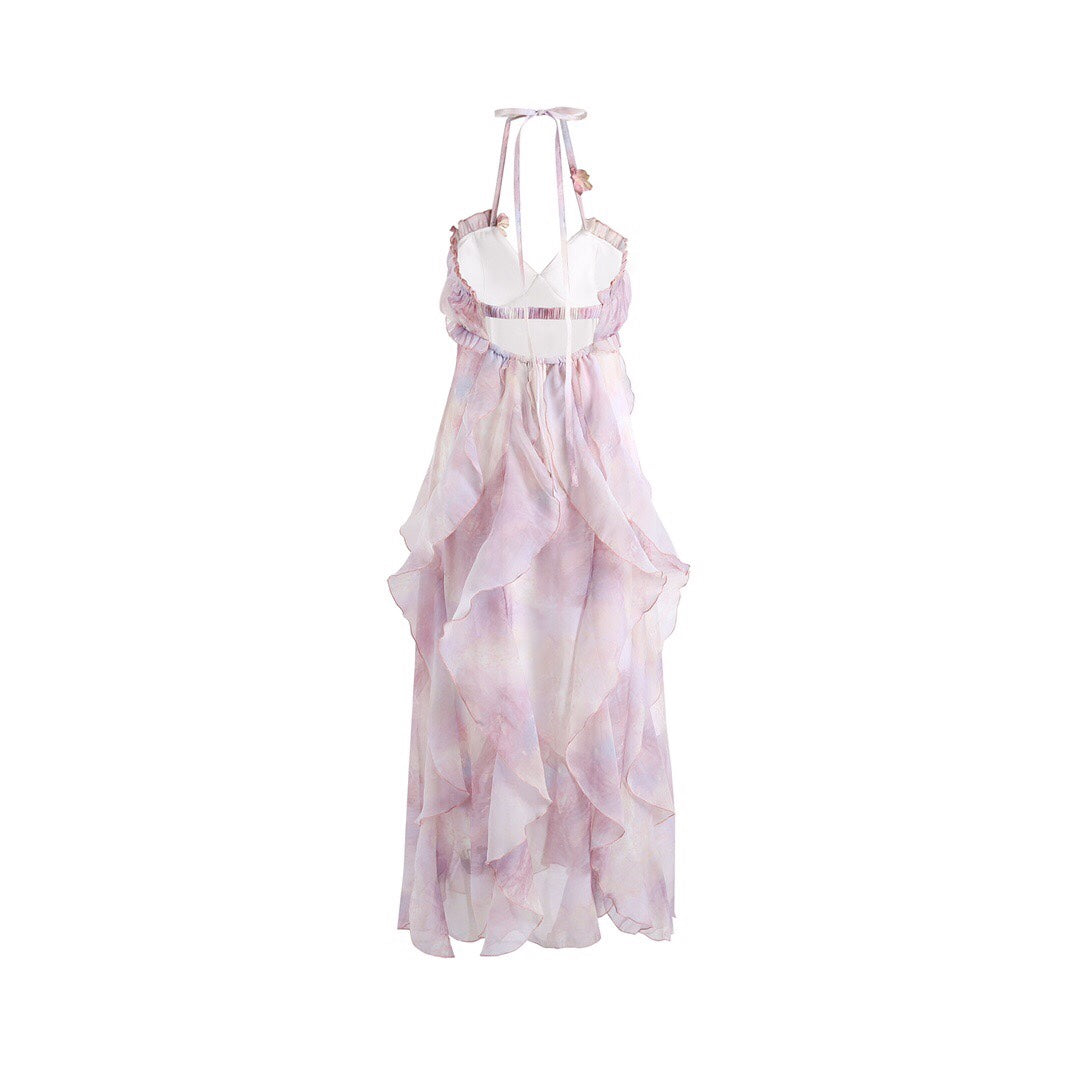 Jean Soo ROSE VIOLET CHIFFON MIDI DRESS