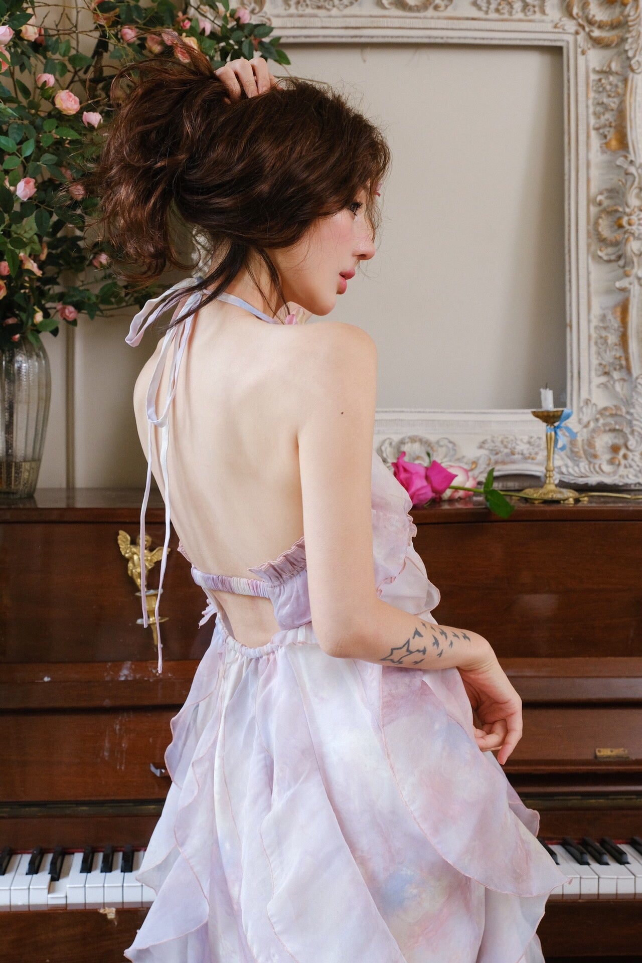 Jean Soo ROSE VIOLET CHIFFON MIDI DRESS