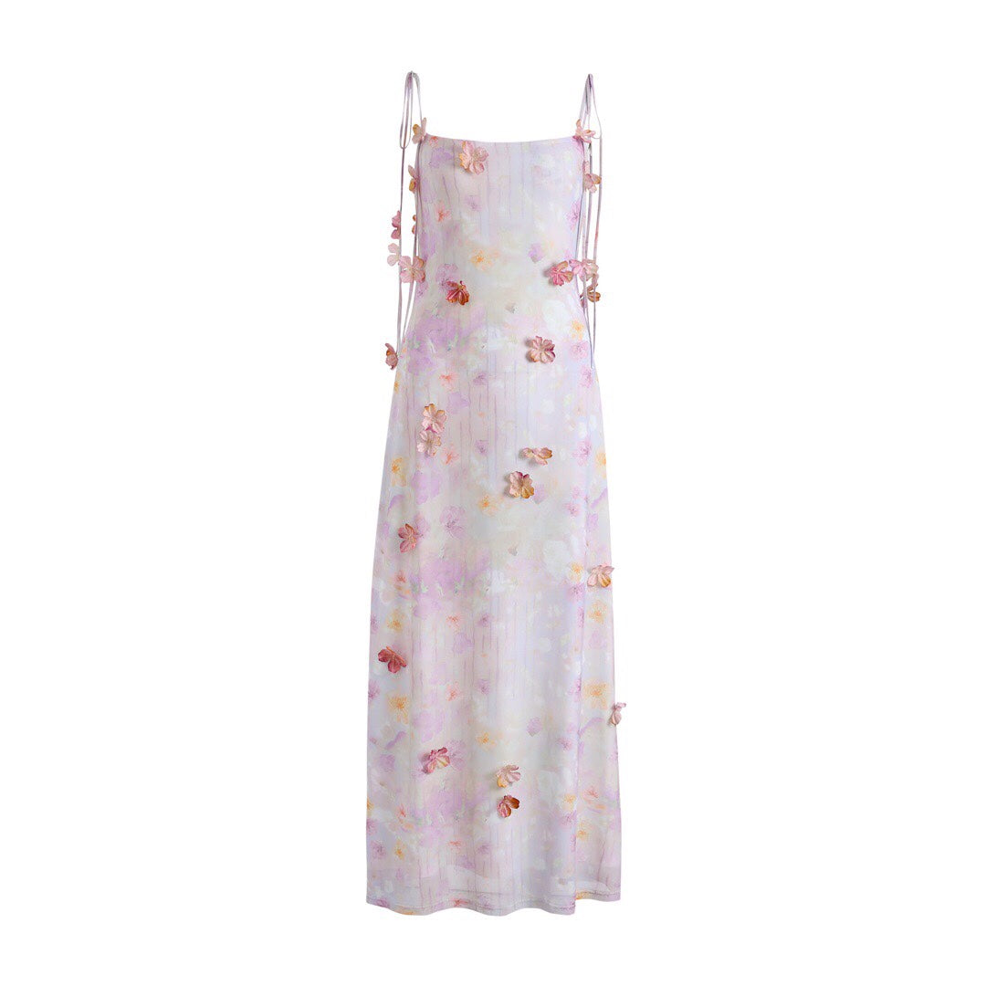 Jean Soo PEACH BLOOMING SLIP MAXI DRESS