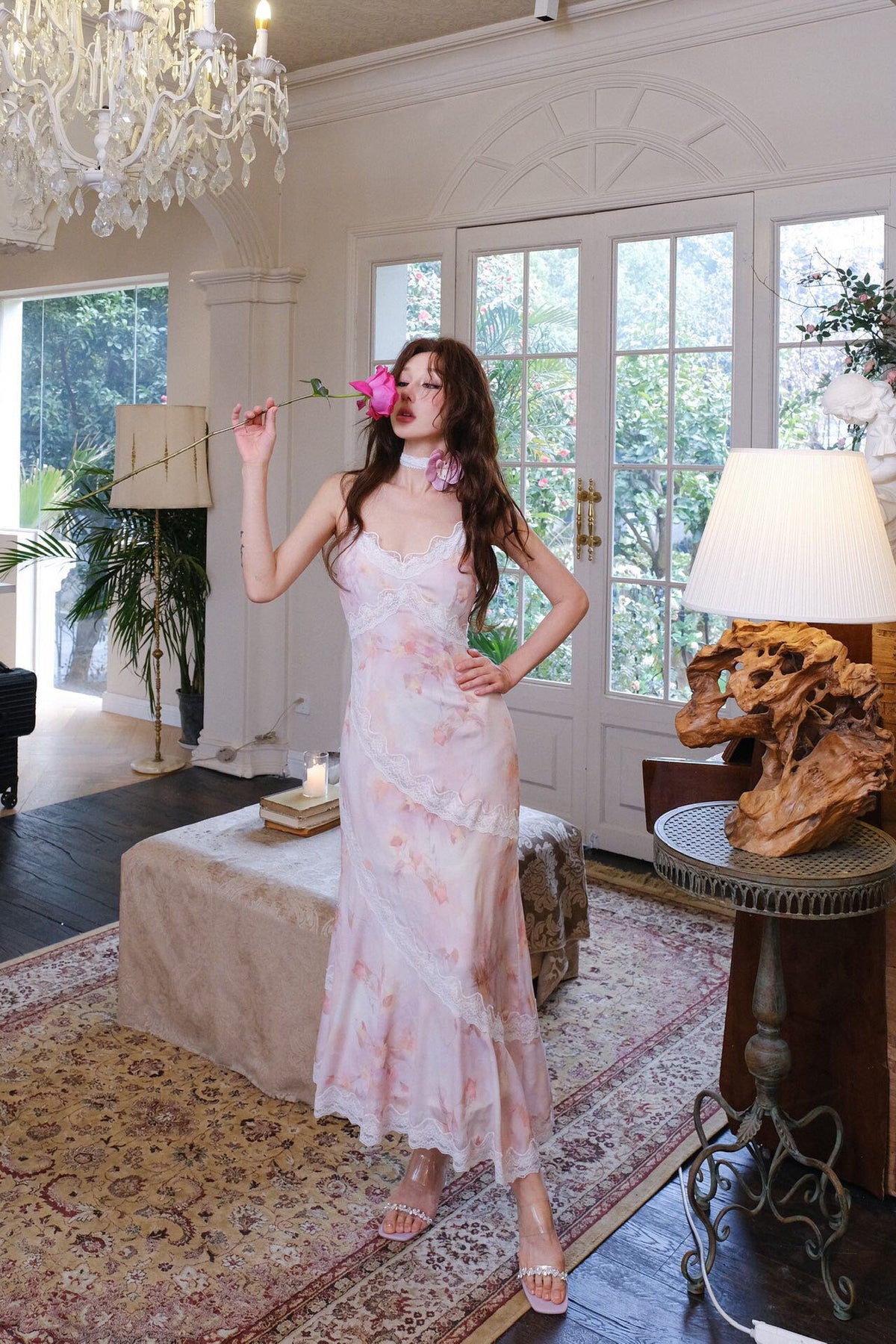 Jean Soo FLORAL CHOCKER LOTUS MIDI DRESS