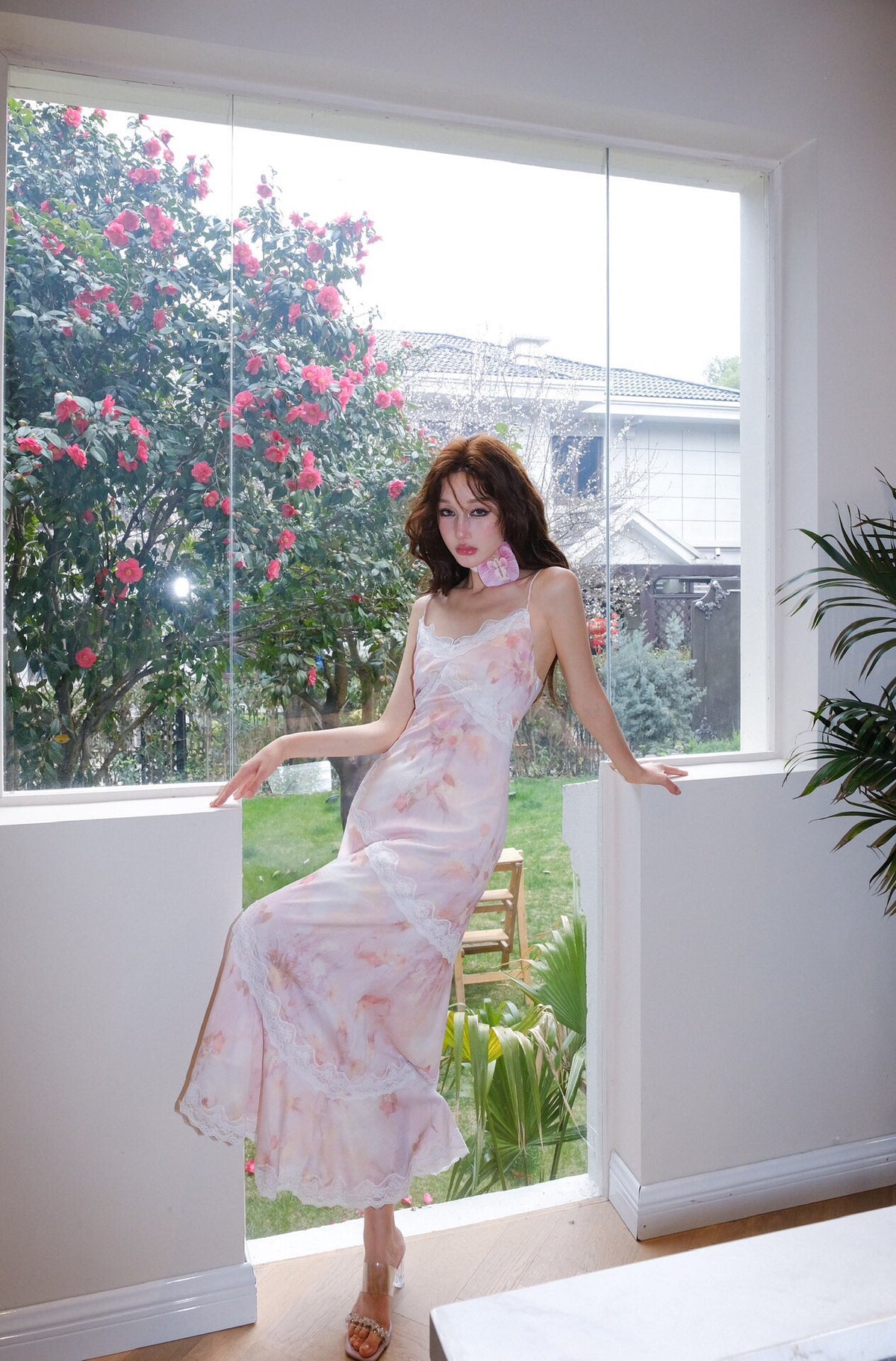 Jean Soo FLORAL CHOCKER LOTUS MIDI DRESS