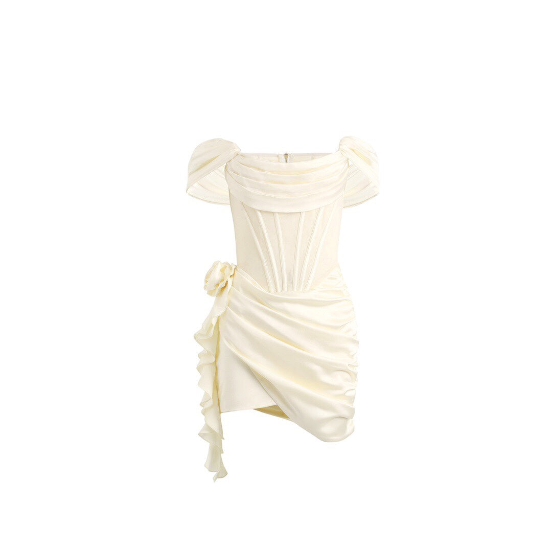 Jean Soo Best Seller APRICOT TRIM BONED MINI DRESS-in stock