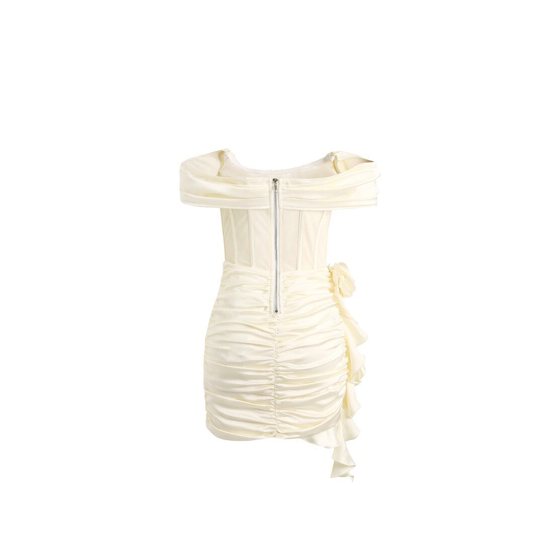 Jean Soo Best Seller APRICOT TRIM BONED MINI DRESS-in stock