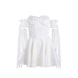 Jean Soo SATIN SNOW MINI DRESS(removable sleeve)