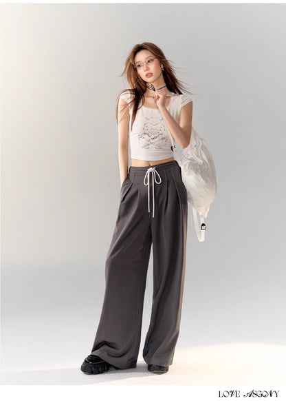 AsGony STRIPE LOOSE TROUSERS (2color)